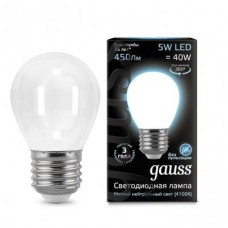 Лампа светодиодная LED 5Вт 230в,E27 Filament OPAL белый,шар Gauss