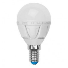 Лампа светодиодная LED-G45-6Вт/NW/E14/FR/DIM PLP01WH 6Вт шар 4500К бел. E14 600лм 220-230В диммир. упак. картон Uniel UL-00000692