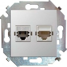 Механизм розетки комп. СП Simon15 2мод. RJ45 + RJ45 бел. Simon 1591593-030