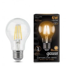 Лампа светодиодная LED 6вт 230в Е27 FILAMENT теплый Gauss