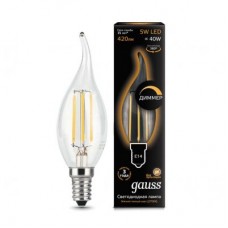 Лампа светодиодная LED 5Вт 230в, E14 Filament теплый, dim свеча на ветру, Gauss