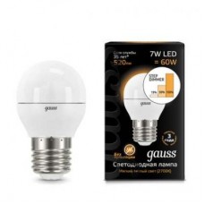 Лампа светодиодная LED 7вт, 230в, Е27, теплый, step dim, шар Gauss