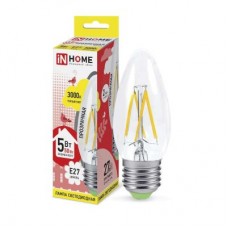 Лампа светодиодная LED-СВЕЧА-deco 5Вт 230В E27 3000К 450Лм прозр. IN HOME 4690612007588