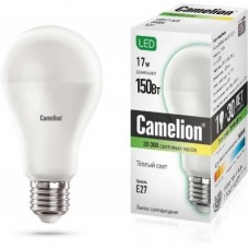 Лампа светодиодная LED17-A65/830/E27 17Вт грушевидная 3000К тепл. бел. E27 1470лм 170-265В Camelion 12308