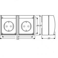 Розетка Schuko 2-м ОП Ocean 16А 250В горизонт. защ. шторки IP44 альпийский бел. ABB 2CKA002084A0723