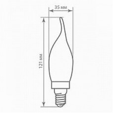 Лампа светодиодная LED 7вт Е14 теплый матовая свеча на ветру FILAMENT