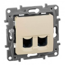 Механизм розетки комп. СП Etika RJ45 + RJ45 CAT.5E UTP сл. кость Leg 672355