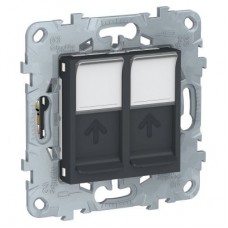 Механизм розетки компьютерная UNICA NEW RJ45 двойная кат.6 UTP антрацит SchE NU542454